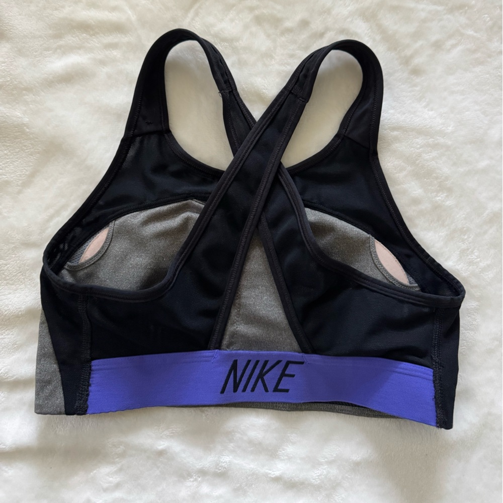 Nike Black, Gray, and Purple Dri-FIT Sports Bra